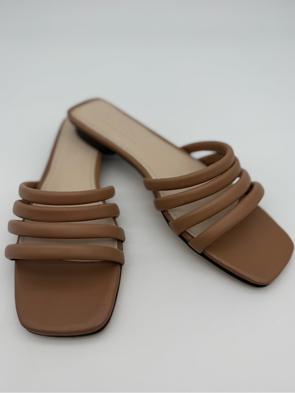 Signature by Journee Collection Tan Padded Multi-Strap Flat Sandals - Size 9.5